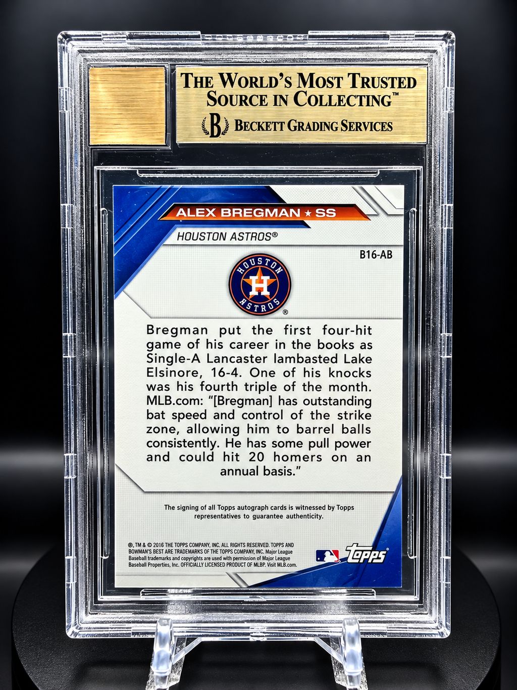 Alex Bregman 2016 Bowman's Best #B16-AB Best of 2016 Autographs /50 BGS 9.5