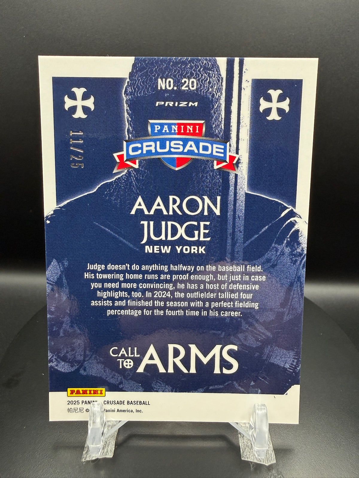 Aaron Judge 2025 Panini Crusade #20 Call to Arms Red /25