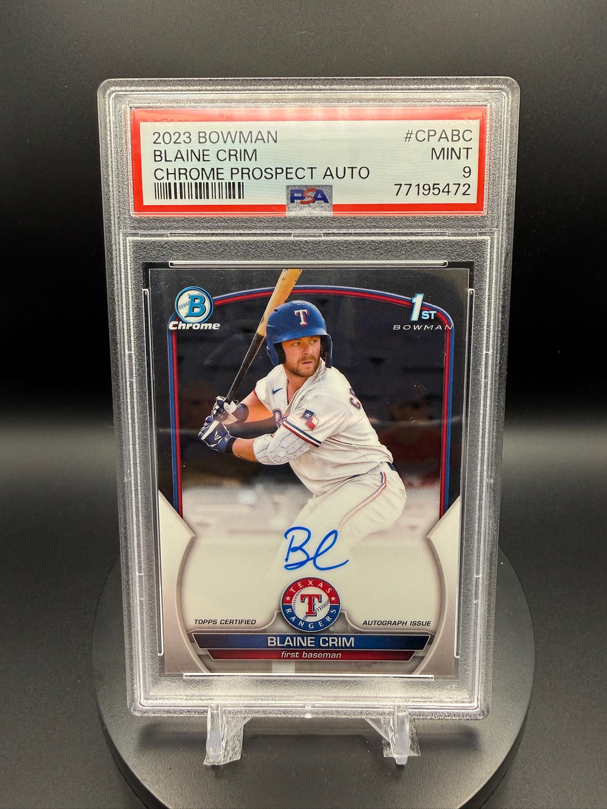 Blaine Crim 2023 Bowman Chrome #CPABC Prospect Autographs PSA 9