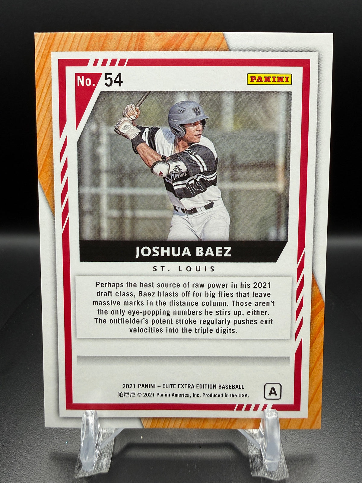 Joshua Baez 2021 Panini Elite Extra Edition #54 Prime Numbers A RC /220