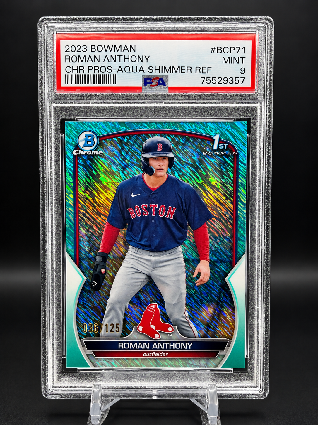 Roman Anthony 2023 Bowman Chrome Prospects #BCP71 Aqua Shimmer Refractor /125 PSA 9