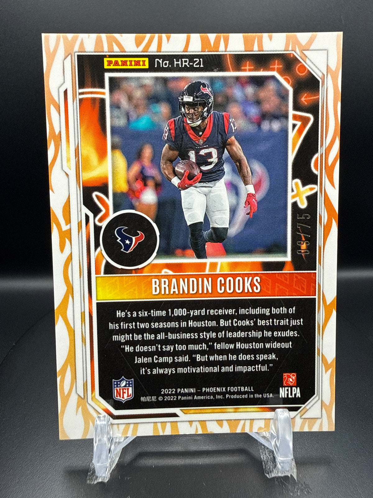 Brandin Cooks 2022 Panini Phoenix #HR21 Hot Routes Yellow /75
