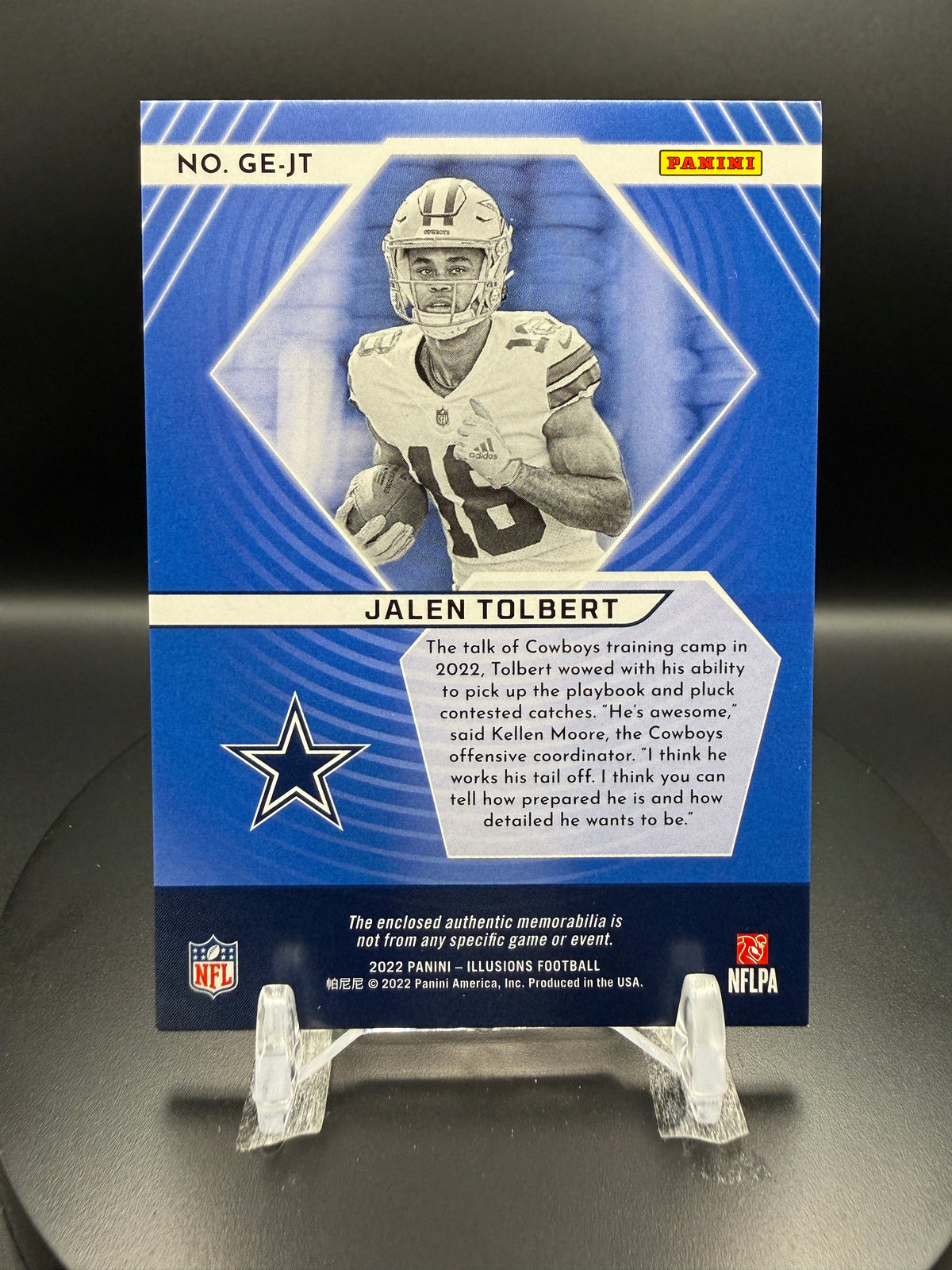 Jalen Tolbert 2022 Panini Illusions Football Great Expectations #GEJT RC Patch