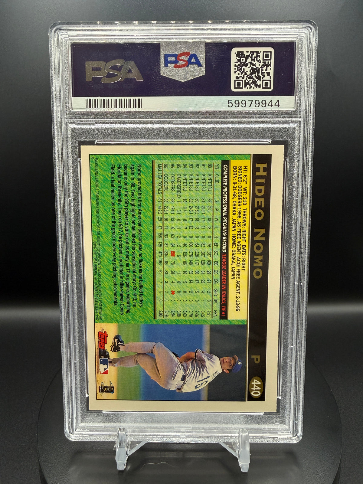 Hideo Nomo 1997 Topps #440 PSA 8