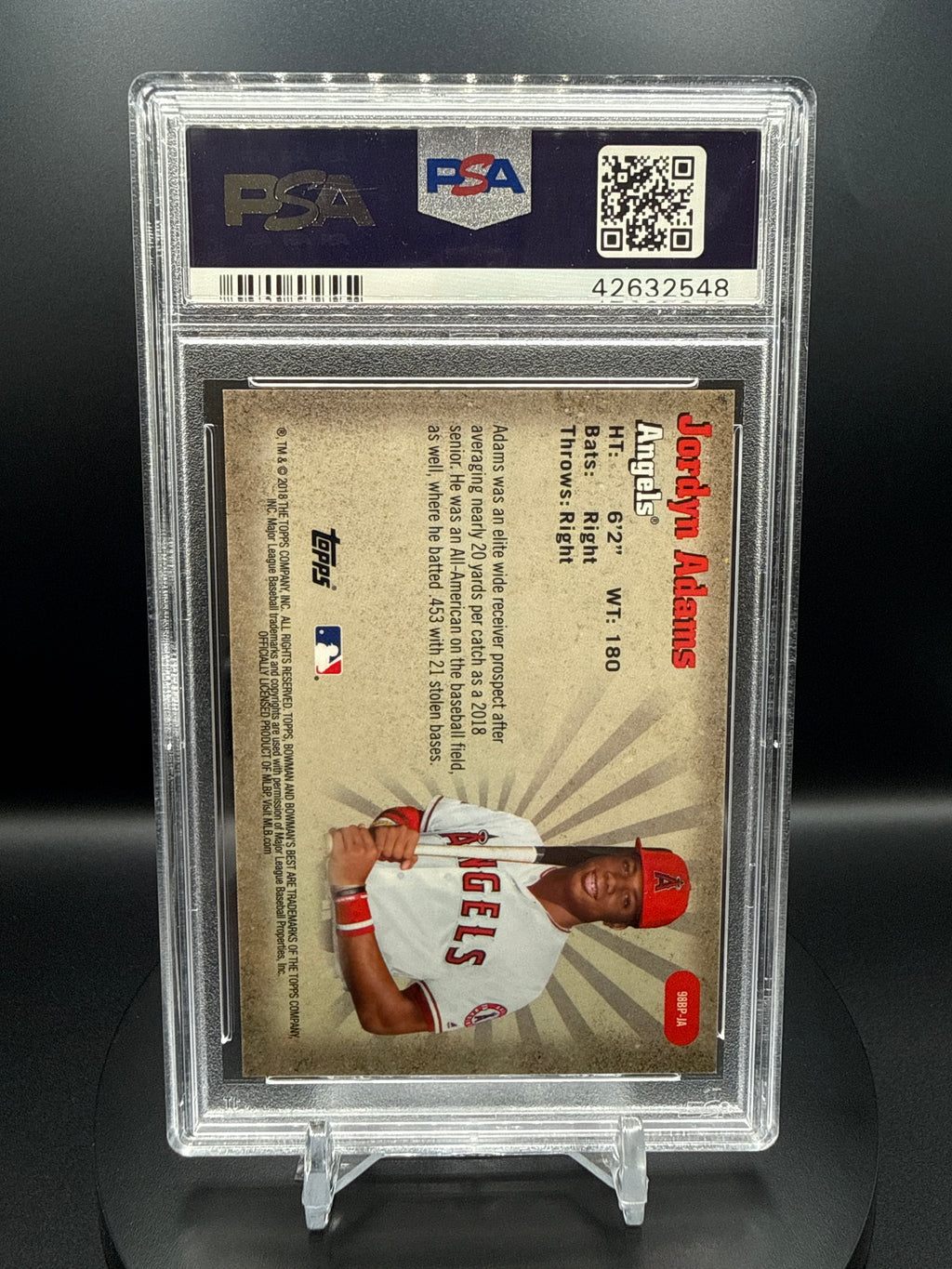 Jordyn Adams 2018 Bowman's Best 1988 Best Performers #JA Gold Refractor /50 PSA 10