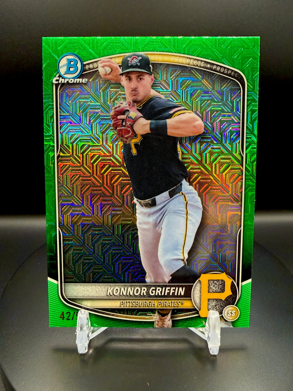 Konnor Griffin 2025 Bowman Draft Chrome Prospects #BDC-102 Green Mojo Refractor /99