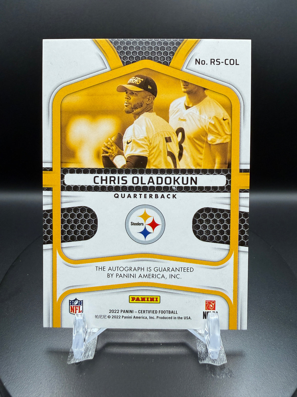 Chris Oladokun 2022 Panini Certified Rookie Signatures #RSCOL Mirror Black 1/1