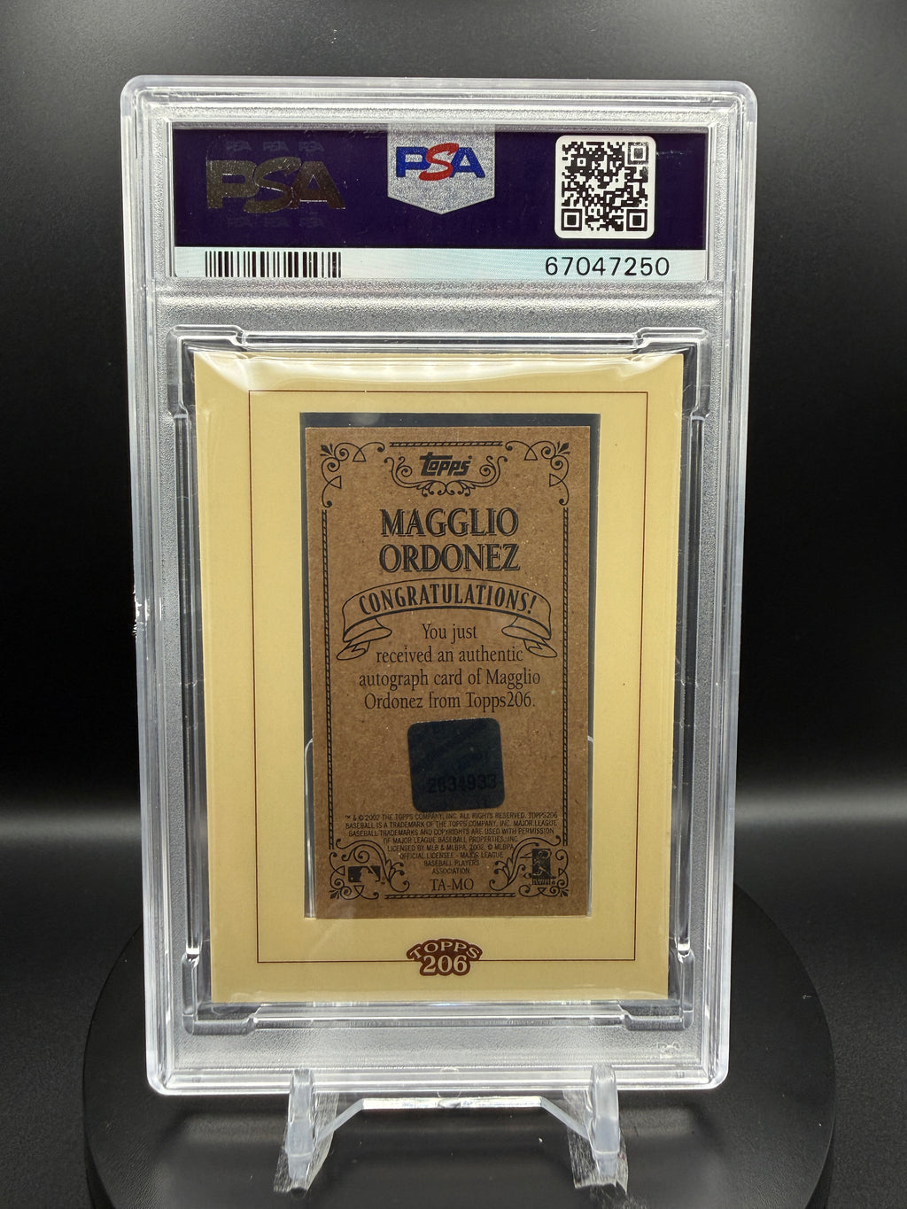Magglio Ordonez 2002 Topps 206 #TAMO Tobacco Autographs PSA 9