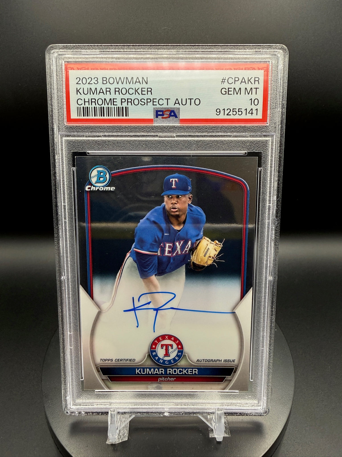 Kumar Rocker 2023 Bowman Chrome Prospect Autographs #CPAKR PSA 10 Gem Mint
